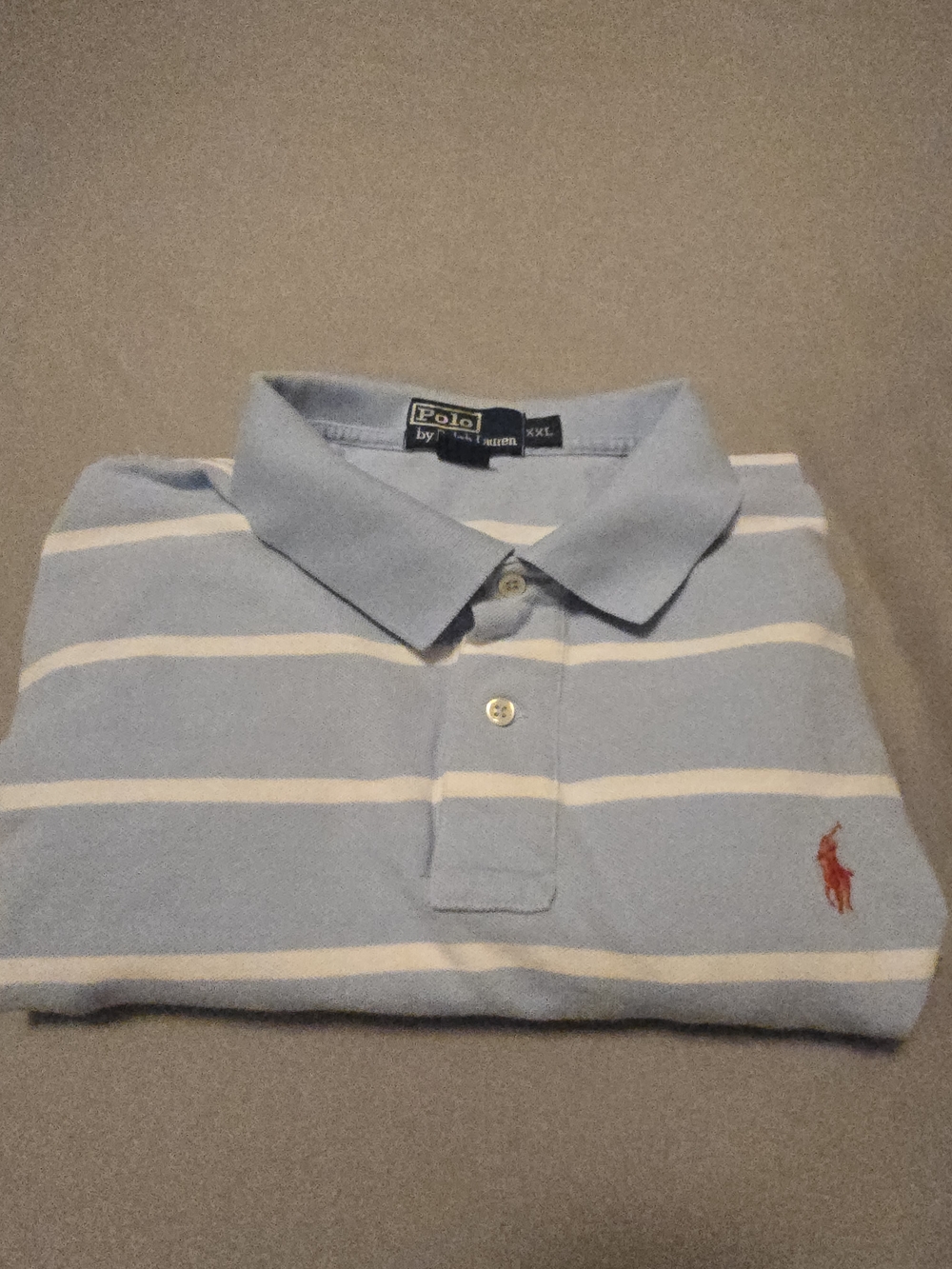 Vintage Polo Ralph Lauren Short Sleeve Shirt Mens 2XL Light Blue White Striped